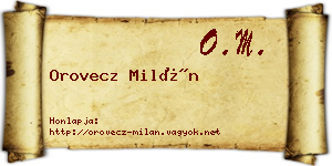 Orovecz Milán névjegykártya